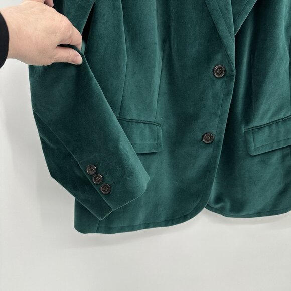 TALBOTS jacket blazer emerald green plus 22W velvet velour party preppy woman - Picture 5 of 8